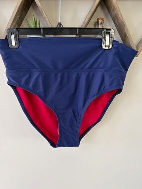 NWT Panache NAVY STRIPE Veronica Fold Pant Swim Bottom. Size Small